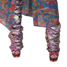 Load image into Gallery viewer, Nirvana Kimono Gown - Turquoise/Multicolour with Velvet Trim - shopcurious