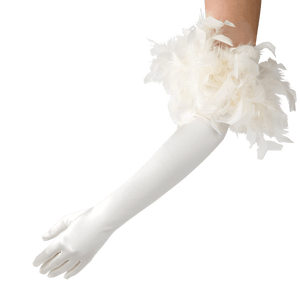 Ophelia - Satin Opera Glove with Feathers - shopcurious