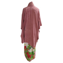 Load image into Gallery viewer, Peacock and Peonies Dusky Pink Vintage Kimono - ShopCurious