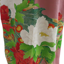 Load image into Gallery viewer, Peacock and Peonies Dusky Pink Vintage Kimono - ShopCurious