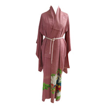 Load image into Gallery viewer, Peacock and Peonies Dusky Pink Vintage Kimono - ShopCurious