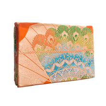 Load image into Gallery viewer, Peacock Feather Fan: Upcycled Obi Envelope Clutch/Shoulder Bag - ShopCurious