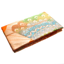 Load image into Gallery viewer, Peacock Feather Fan: Upcycled Obi Envelope Clutch/Shoulder Bag - ShopCurious