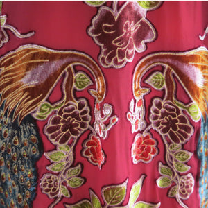 Fringed Devoré Peacock Flower Kimono Jacket - ShopCurious