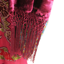 Load image into Gallery viewer, Fringed Devoré Peacock Flower Kimono Jacket - ShopCurious

