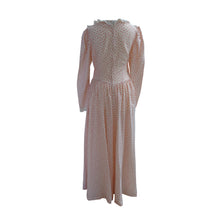 Load image into Gallery viewer, Ditsy Print Cream and Pink Prairie Dress with Handmade Lace Trim - ShopCurious