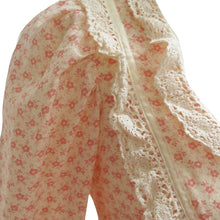 Load image into Gallery viewer, Ditsy Print Cream and Pink Prairie Dress with Handmade Lace Trim - ShopCurious