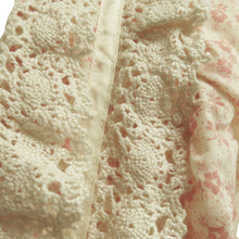 Load image into Gallery viewer, Ditsy Print Cream and Pink Prairie Dress with Handmade Lace Trim - ShopCurious