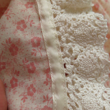 Load image into Gallery viewer, Ditsy Print Cream and Pink Prairie Dress with Handmade Lace Trim - ShopCurious