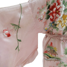 Load image into Gallery viewer, Flower Embroidered Powder Pink Silk Vintage Kimono - ShopCurious
