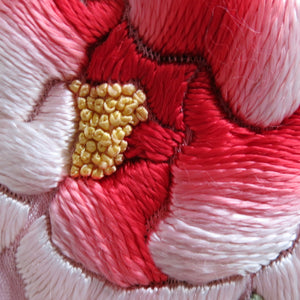 Flower Embroidered Powder Pink Silk Vintage Kimono - ShopCurious