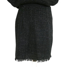 Load image into Gallery viewer, Preloved Fringe Edged Black Shimmer Skirt - ShopCurious
