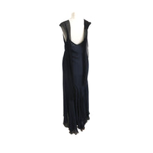 Load image into Gallery viewer, Preloved Alessandro dell’Acqua Black and Midnight Blue Silk Chiffon Evening Dress - ShopCurious