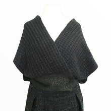 Load image into Gallery viewer, Preloved Sleeveless Black and Metallic Knit Crossover Glitter Jumper/Tank - ShopCurious