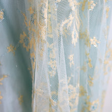 Load image into Gallery viewer, Preloved Asymmetric Powder Blue Satin and Cream Tulle Lace Dress - ShopCurious