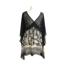 Load image into Gallery viewer, Preloved Zandra Rhodes for M&amp;S Black and Cream Kaftan Top - ShopCurious
