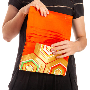 Primary Harmony: Upcycled Obi Envelope Clutch/Shoulder Bag - ShopCurious