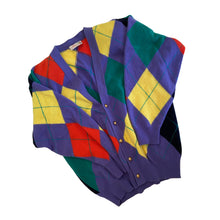 Load image into Gallery viewer, Purple Argyle Knit Cardigan - shopcurious