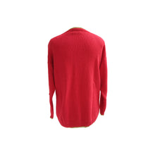 Load image into Gallery viewer, 1990s Vintage Red Knitted Cardie with Gold Trim and Anchor Details - ShopCurious