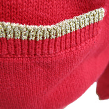 Load image into Gallery viewer, 1990s Vintage Red Knitted Cardie with Gold Trim and Anchor Details - ShopCurious