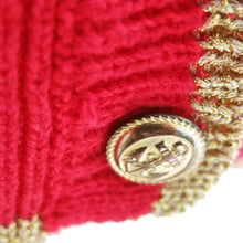 Load image into Gallery viewer, 1990s Vintage Red Knitted Cardie with Gold Trim and Anchor Details - ShopCurious
