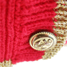 Load image into Gallery viewer, 1990s Vintage Red Knitted Cardie with Gold Trim and Anchor Details - ShopCurious