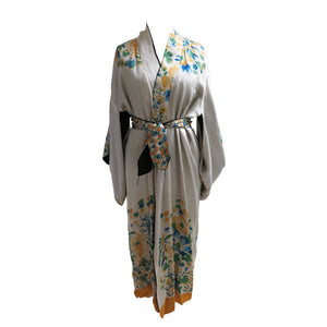Reversible Gold Embroidered Black Silk Vintage Kimono - ShopCurious