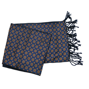 Men’s Scarf  - Vintage, Patterned Blue Silk and Cashmere - shopcurious