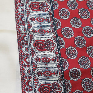 Men’s Dress Scarf – Vintage Silk, Clotted Cream with Red Paisley Design - shopcurious