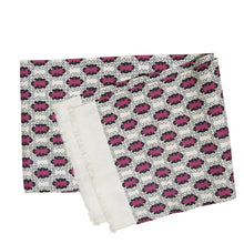 Load image into Gallery viewer, Men’s Dress Scarf – Vintage Silk, White with Magenta and Black - shopcurious