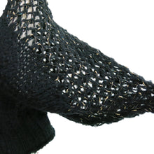 Load image into Gallery viewer, Black and Gold Thread Mohair Style Hand Knitted Cap Sleeved Jumper - shopcurious