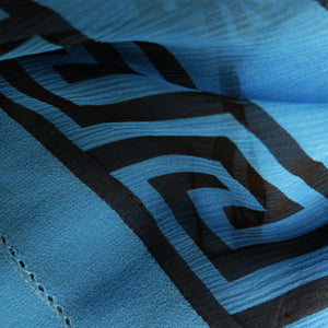 Temperley Cobalt Blue Classical Print Sheer Silk Beach Cover-Up/Top - ShopCurious