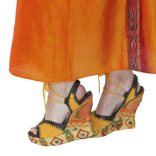 Load image into Gallery viewer, Nirvana Kimono Gown - Orange with Ikat Trim - shopcurious