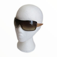 Load image into Gallery viewer, Pre-loved Chanel Oversized Wrap Around Sunglasses with Cream Quilted Arm and Original Case - ShopCurious