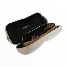 Load image into Gallery viewer, Pre-loved Chanel Oversized Wrap Around Sunglasses with Cream Quilted Arm and Original Case - ShopCurious