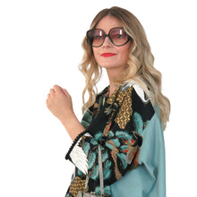 Load image into Gallery viewer, Arcadia Puff Back Dress - Black and Peppermint with Jet Bead Trim - shopcurious