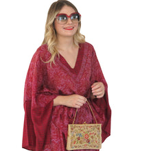 Load image into Gallery viewer, Lotus Kaftan - Burgundy with Contrasting Trim - shopcurious