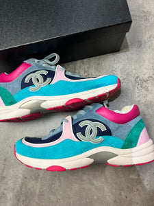 Preloved Chanel Running Shoes in Pink/Blue - shopcurious