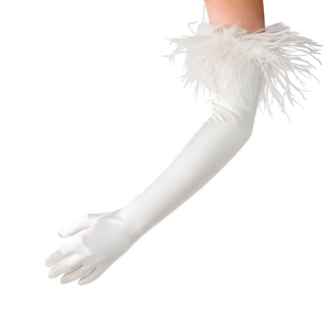 Ariadne - Satin Opera Glove with Ostrich Feathers - shopcurious