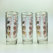 Load image into Gallery viewer, Set of Six Stunning Mid Century Retro Highball Glasses with Gold and Red Design - shopcurious