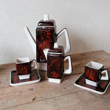 Load image into Gallery viewer, Vintage 1970s Italian Designed Red and Black Mid-Century Modern Ceramic Coffee Set - ShopCurious
