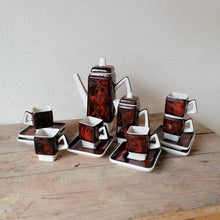 Load image into Gallery viewer, Vintage 1970s Italian Designed Red and Black Mid-Century Modern Ceramic Coffee Set - ShopCurious