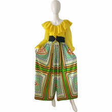 Load image into Gallery viewer, 1970s Vintage Psychedelic Palazzo with Ruffled Peasant Top Jumpsuit - ShopCurious