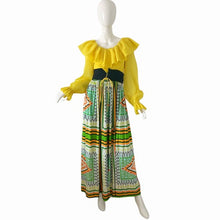 Load image into Gallery viewer, 1970s Vintage Psychedelic Palazzo with Ruffled Peasant Top Jumpsuit - ShopCurious