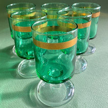Load image into Gallery viewer, Set of 6 green and gold aperitif/wine/cocktail glasses - shopcurious