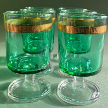 Load image into Gallery viewer, Set of 6 green and gold aperitif/wine/cocktail glasses - shopcurious