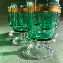 Load image into Gallery viewer, Set of 6 green and gold aperitif/wine/cocktail glasses - shopcurious

