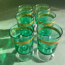Load image into Gallery viewer, Set of 6 green and gold aperitif/wine/cocktail glasses - shopcurious