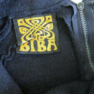 1960s Biba Black Wool Crêpe Mini Dress - ShopCurious