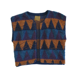 Vintage Biba Bouclé Wool Waistcoat in Blue - ShopCurious